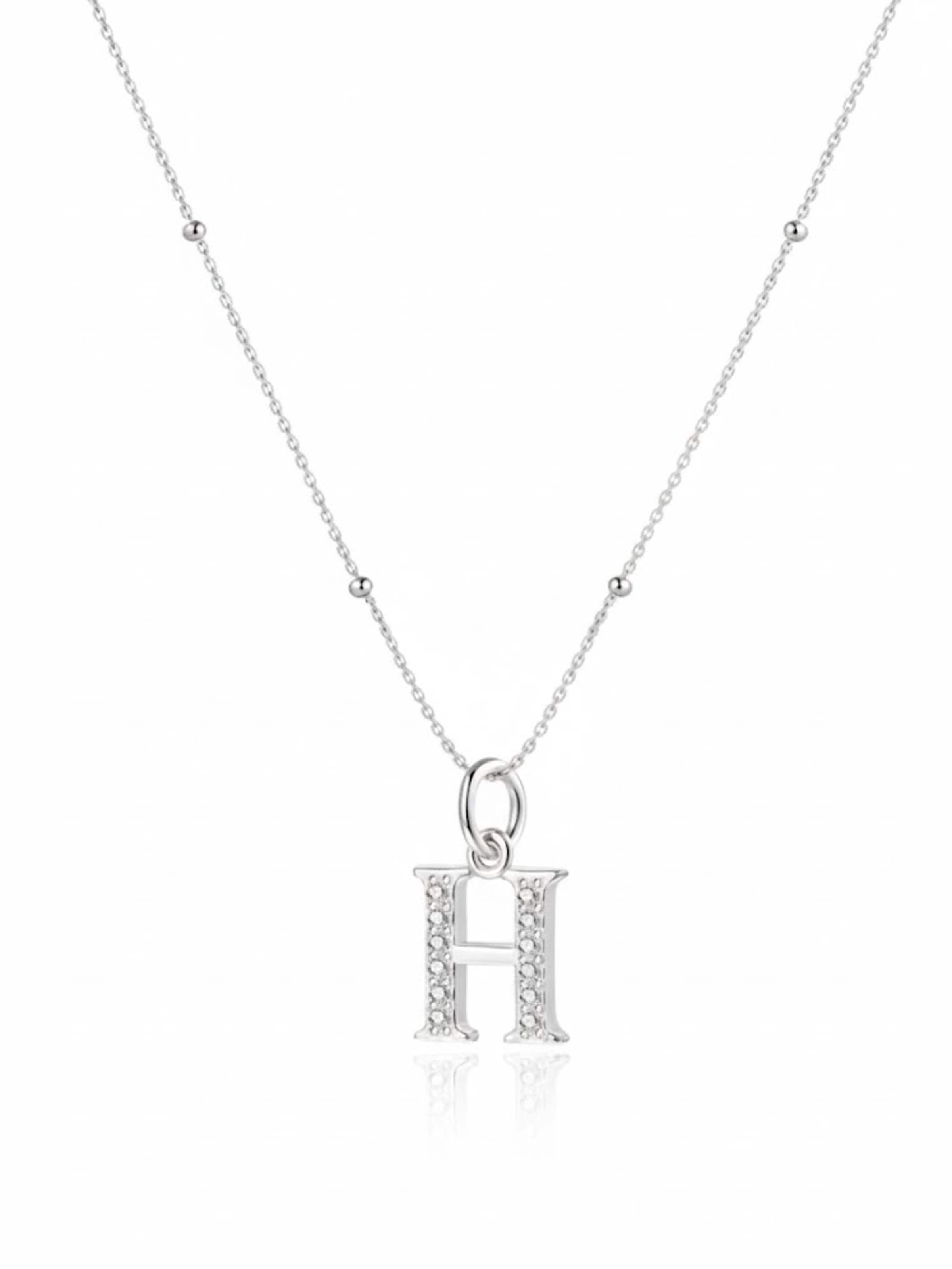 Hey Happiness - Cadena 'Letter H' en plata: frente