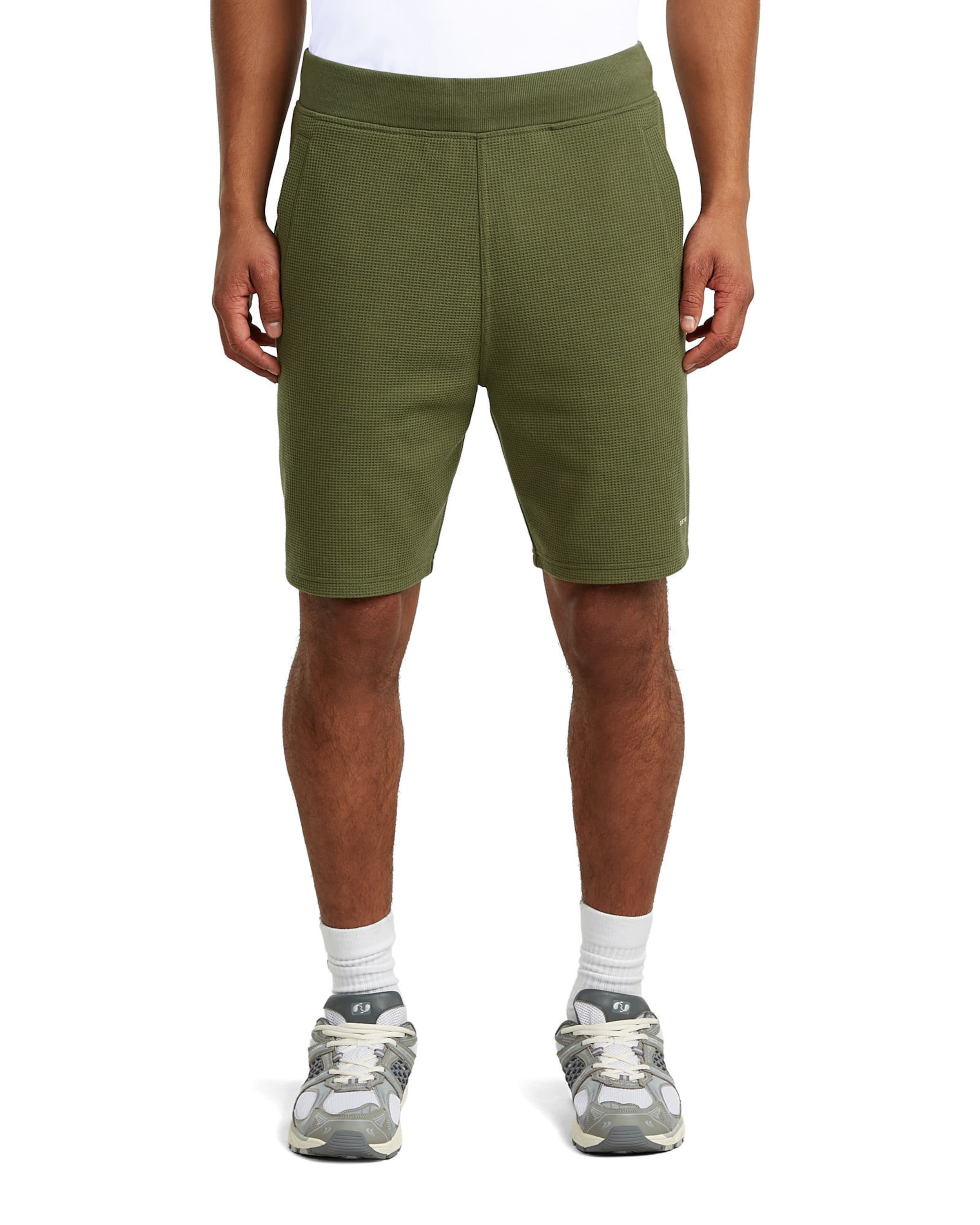 G-STAR Slimfit Sportbroek 'Structured Jersey Shorts' in Groen: voorkant