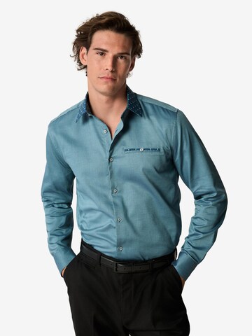 Next - Ajuste regular Camisa en azul: frente