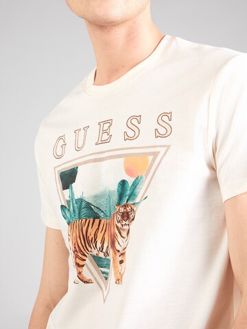 GUESS Majica 'TIGER SPIRIT' | bela barva