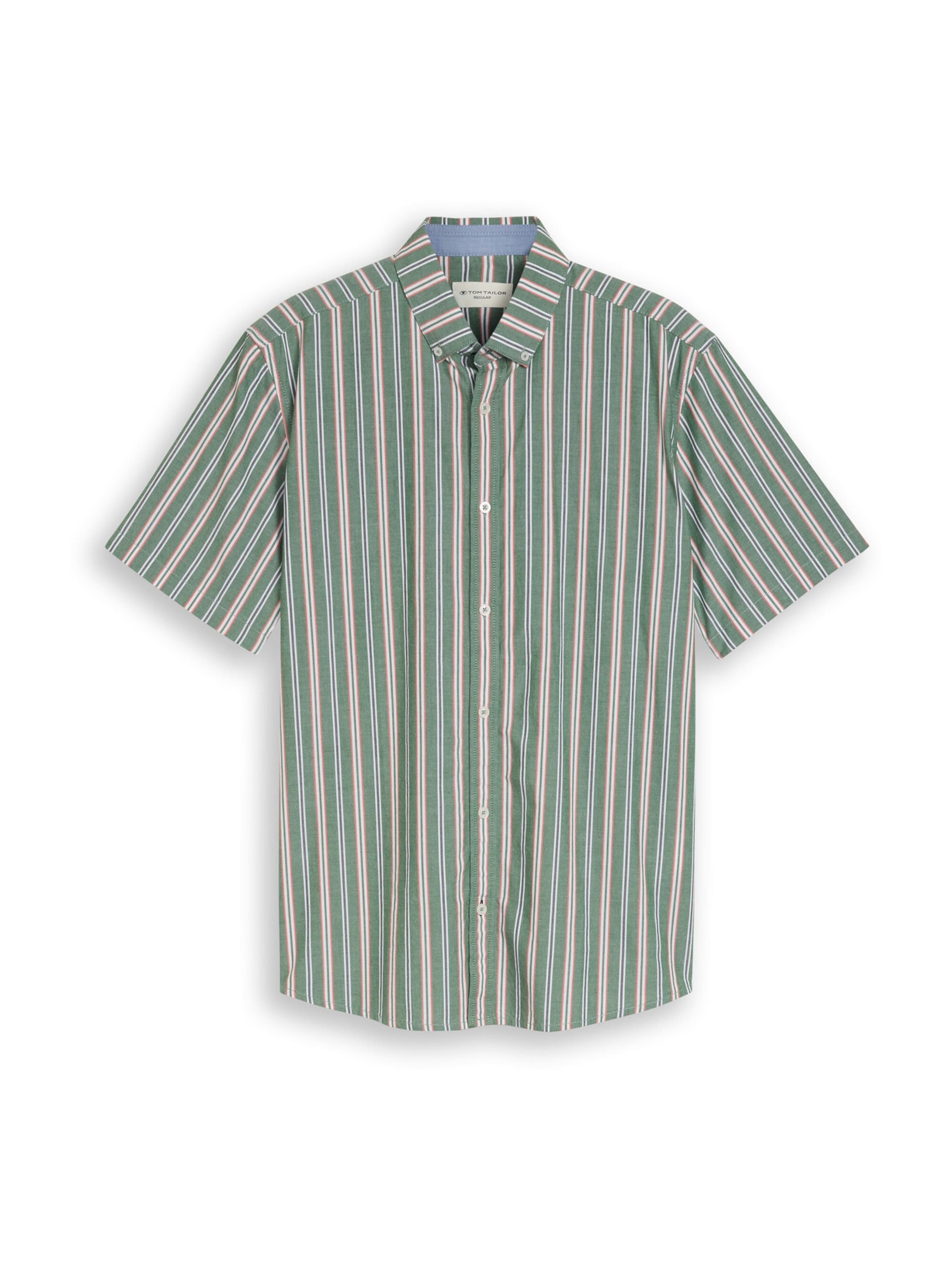 TOM TAILOR Comfort fit Button Up Shirt in Green: front