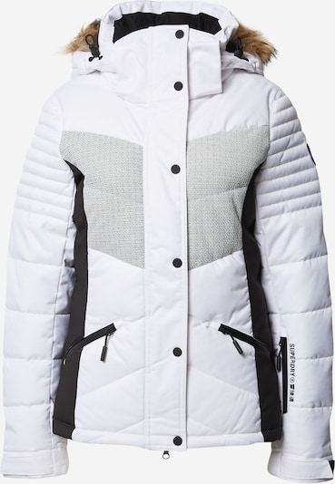 Superdry Snow Veste outdoor en gris clair / noir / blanc, Vue avec produit