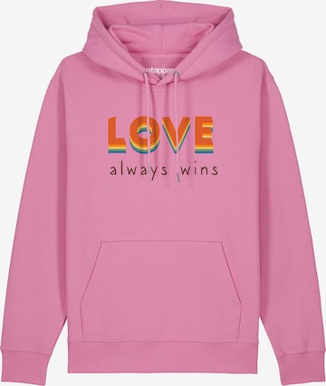 Watapparel Sweatshirt 'Love always wins' in Roze: voorkant
