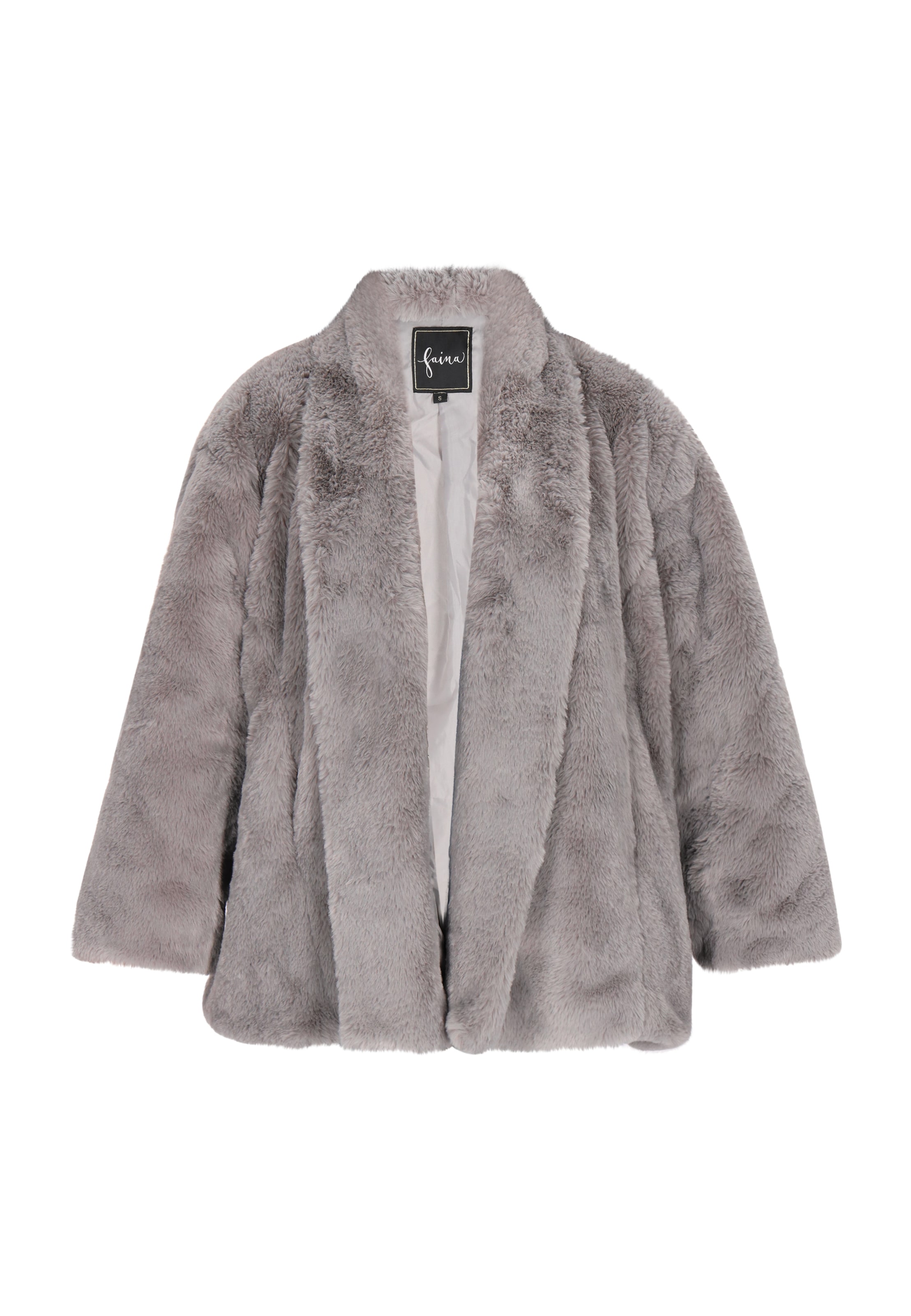 Cappotto invernale di faina in grigio: frontale