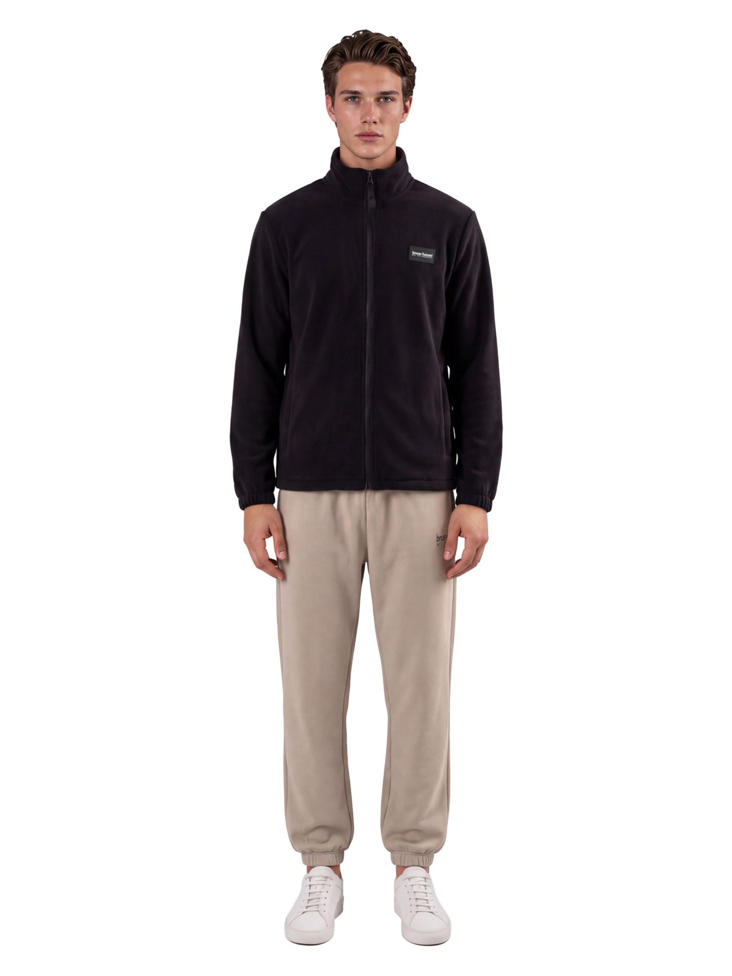 Bruno Banani Fleece jas in Zwart