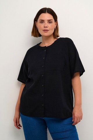 KAFFE CURVE Blouse 'Paula' in Zwart: voorkant