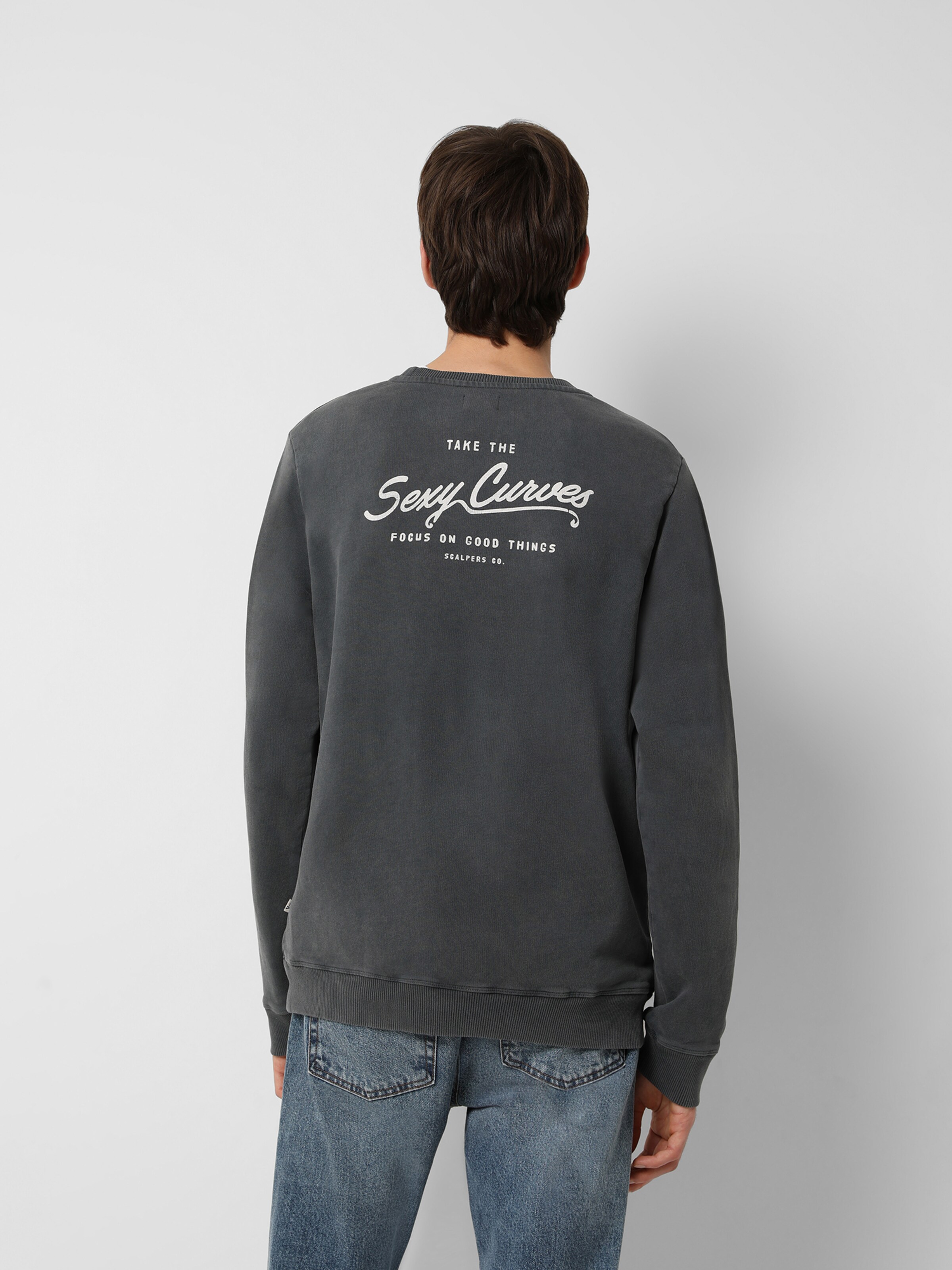Männer Sweat Scalpers Sweatshirt 'Curves' in Graphit - RY18599