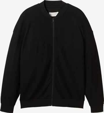 TOM TAILOR DENIM Zip-Up Hoodie in Black: front