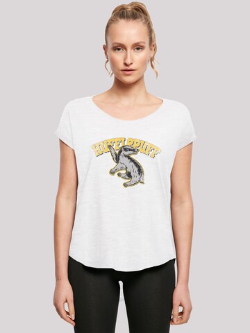 F4NT4STIC Shirt 'Harry Potter Hufflepuff Sport Emblem' in Wit: voorkant