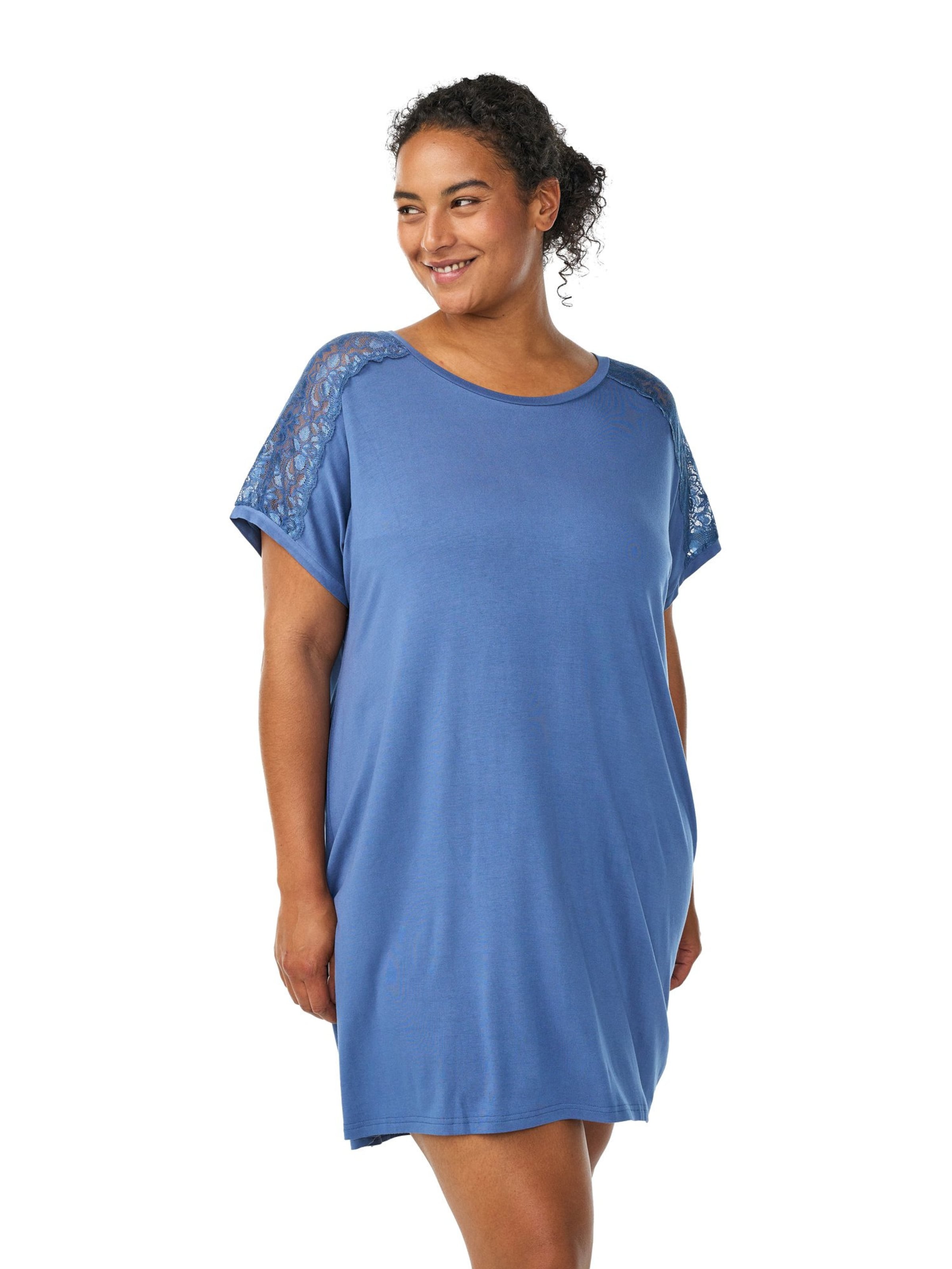 Chemise de nuit 'MHALI' Zizzi en bleu : devant