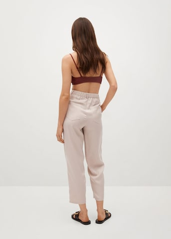 MANGO Tapered Pleat-Front Pants 'Nature' in Beige