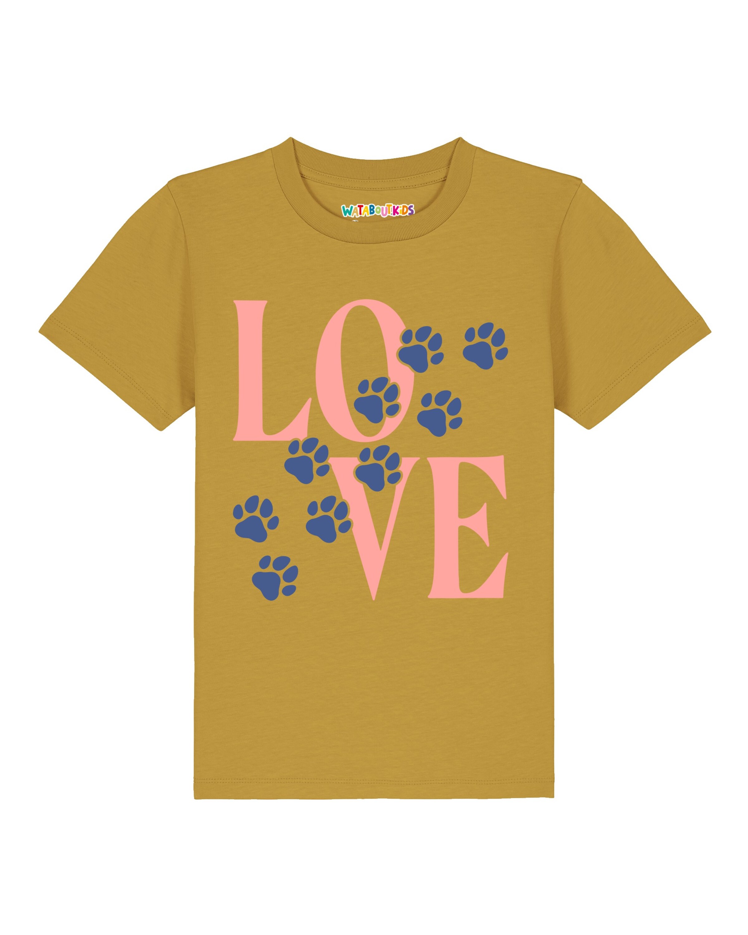 watabout.kids Shirt 'Pfotenliebe' in Yellow: front