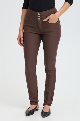 Fransa - Skinny Pantalón ' Zalin ' en marrón: frente