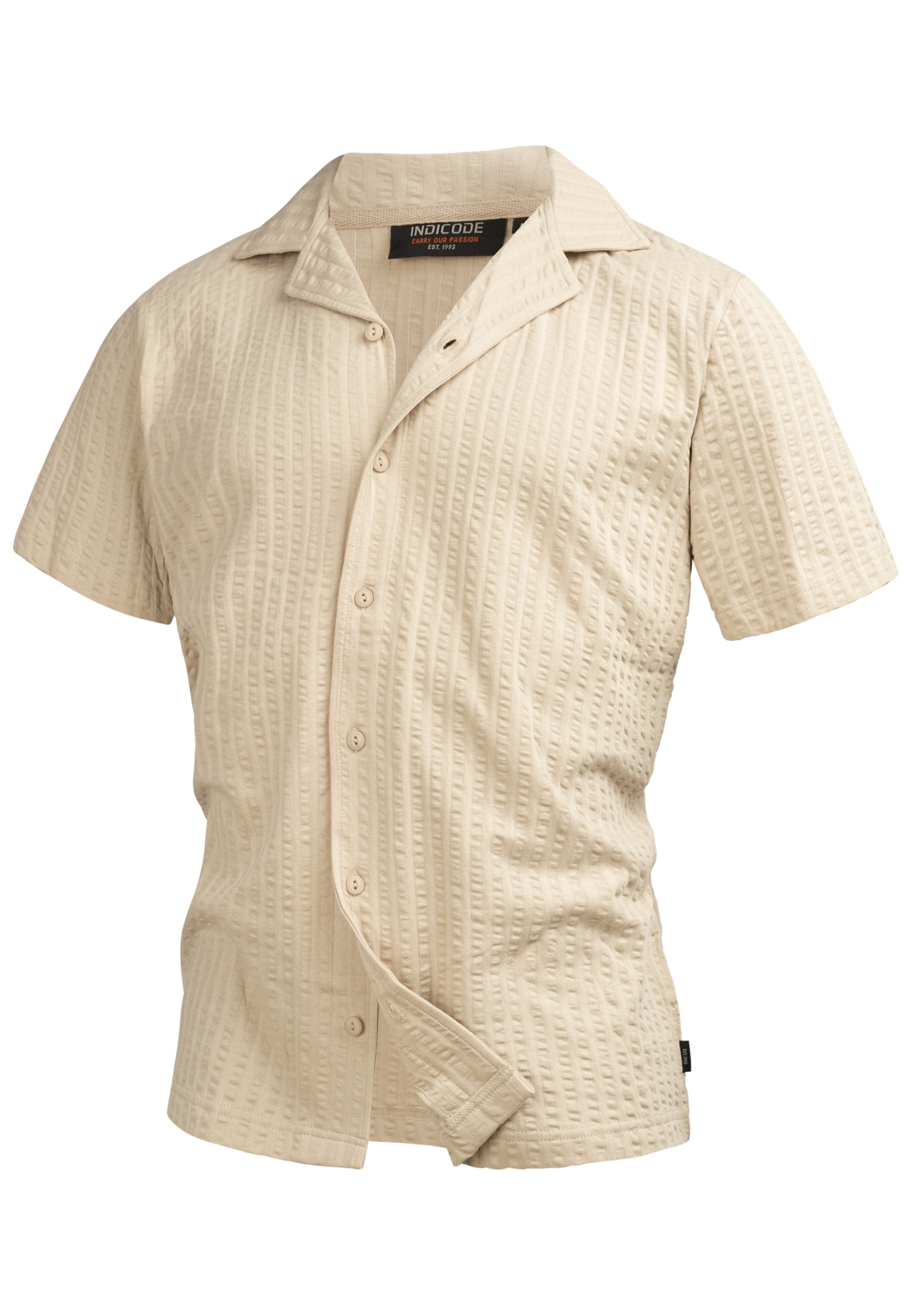 INDICODE JEANS Button Up Shirt 'Crepe' in Beige: front