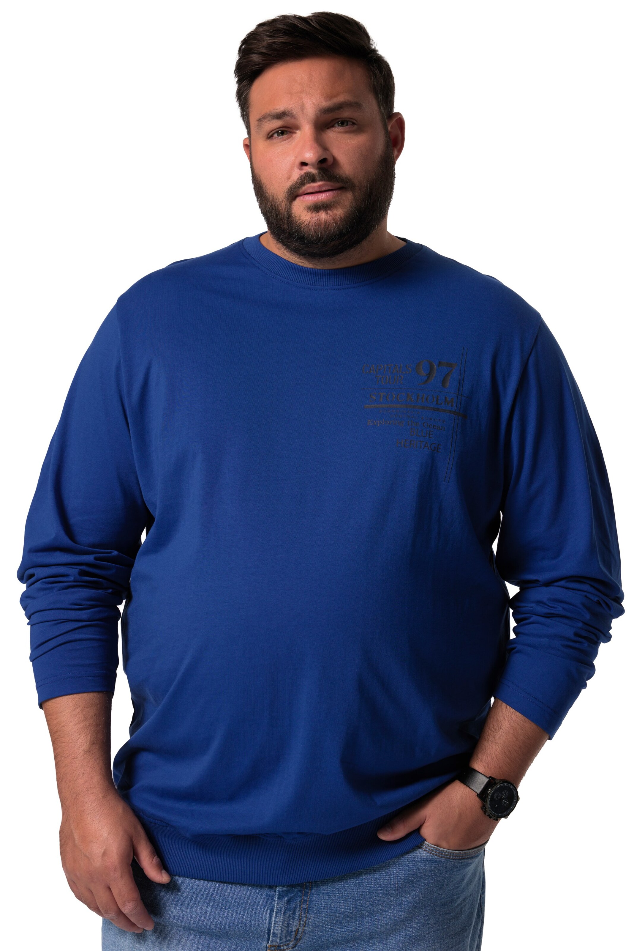 Men Plus Shirt in Blauw: voorkant