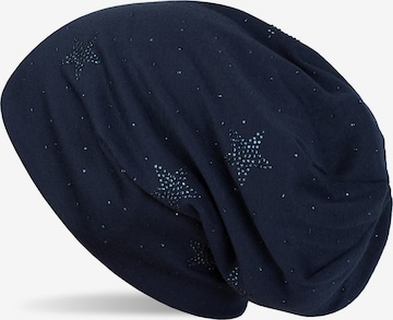 styleBREAKER Mütze 'Beanie mit Strass Sterne' in Blau: Vorderseite