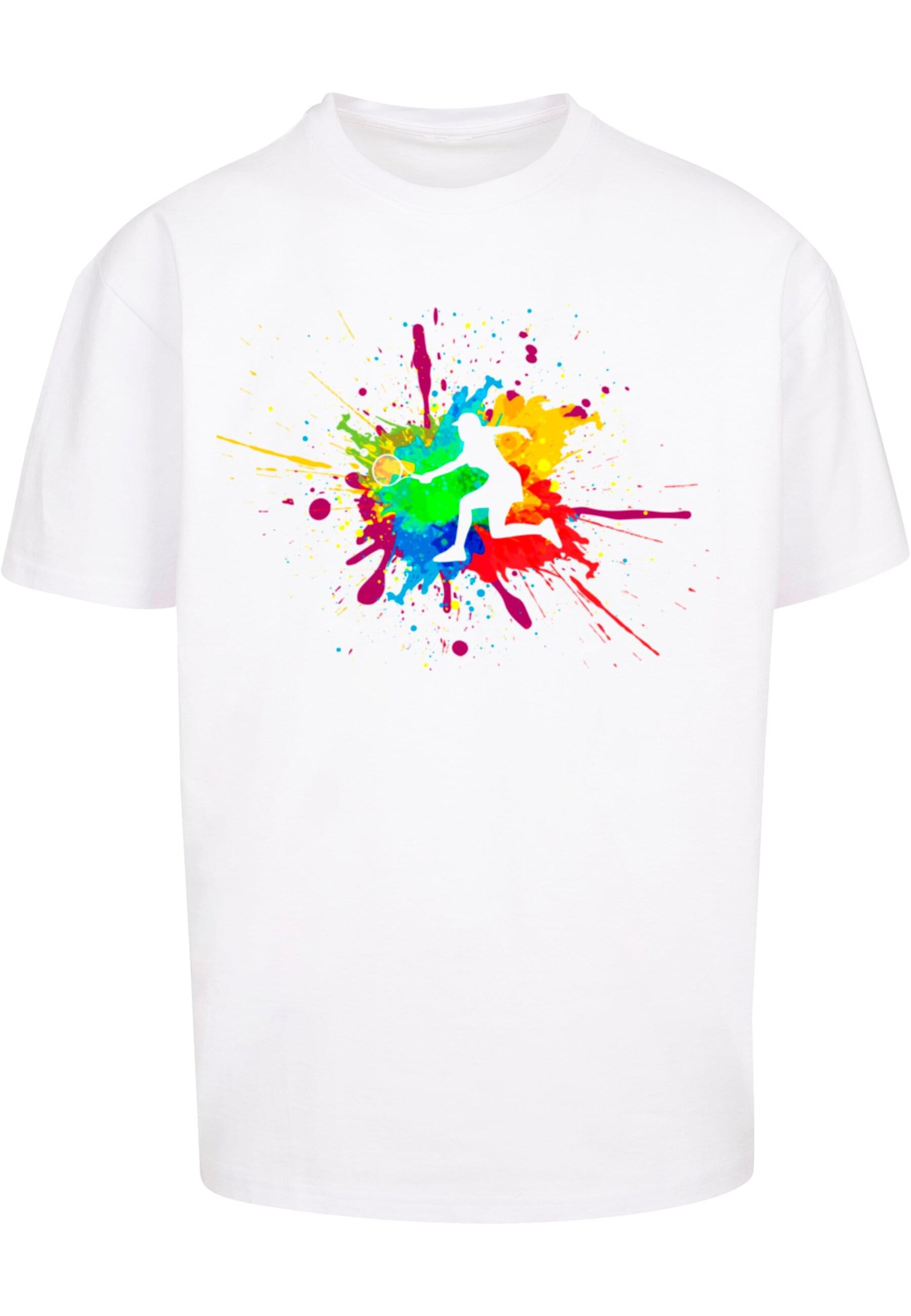 Merchcode T-Shirt 'Color Splash Player' in Weiß: Vorderseite
