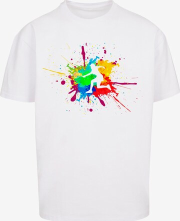 Merchcode Shirt 'Color Splash Player' in Wit: voorkant