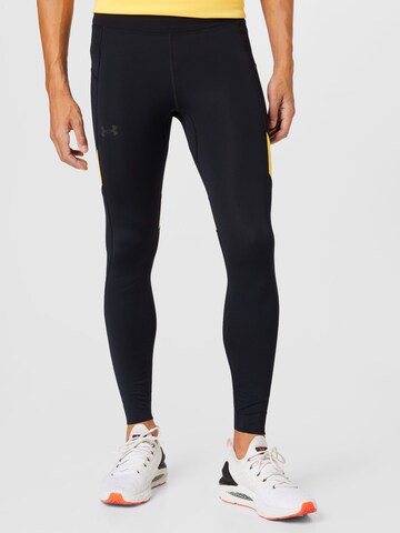 UNDER ARMOUR Skinny Workout Pants 'Speedpocket' in Black: front