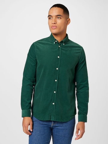 Samsøe Samsøe جينز مضبوط قميص 'Liam' بلون أخضر: الأمام