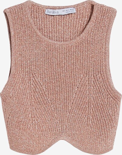 Bershka Knitted top in Taupe / White, Item view