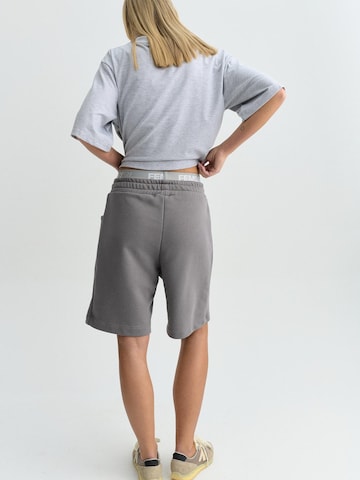 FEMSSY - Loosefit Pantalón 'CREASE SWEATHORTS GREY' en gris