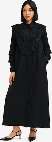 Abito 'Pleat Detailed Shirt Dress' di Touché Privé in nero: frontale