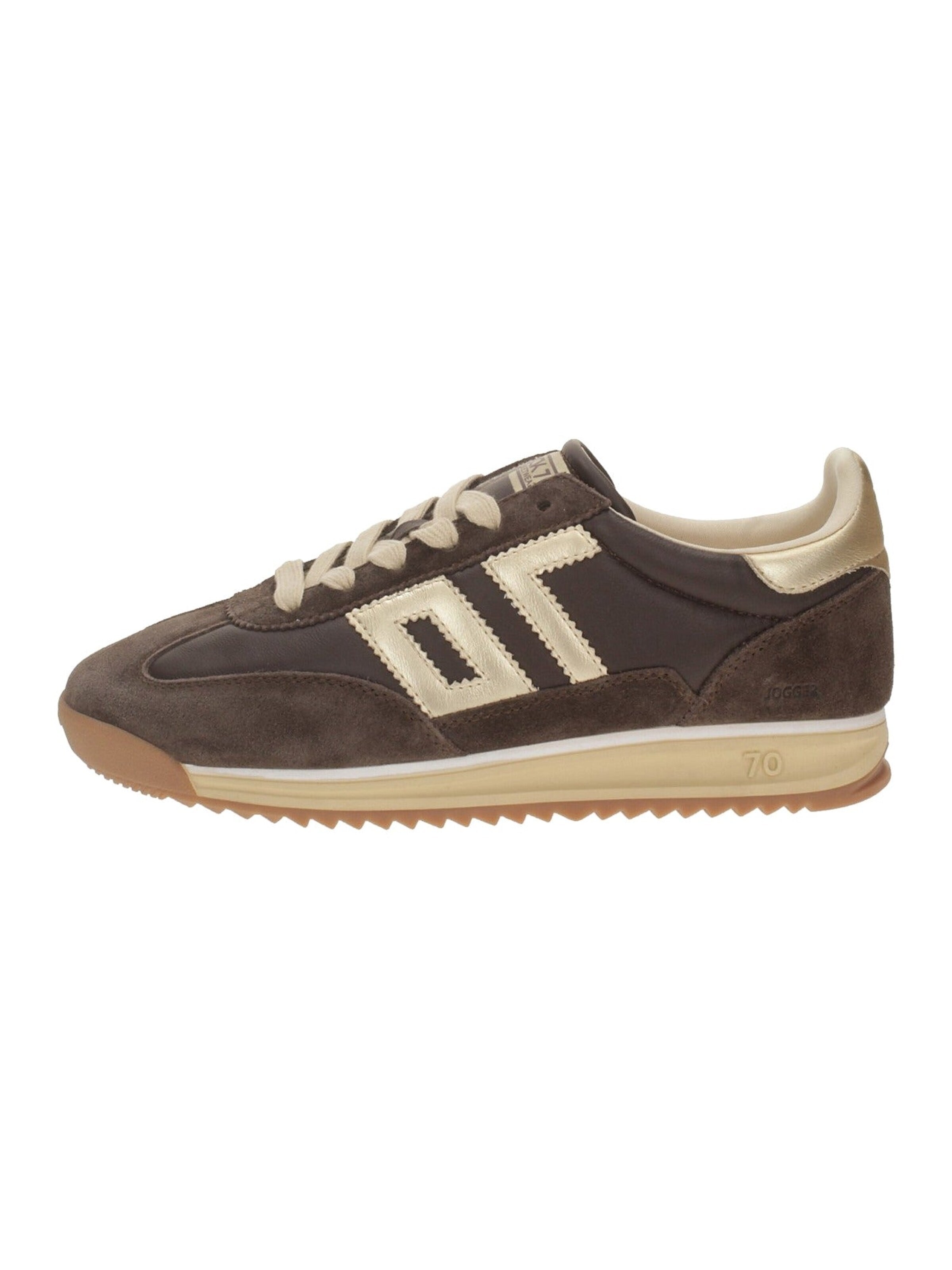 Sneaker bassa 'Back70 Sneakers Jogger N02 Spongy Nappa Coffee/Gold' di BACK 70 in marrone: frontale
