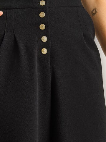 Bianco Lucci Wide leg Bandplooibroek in Zwart