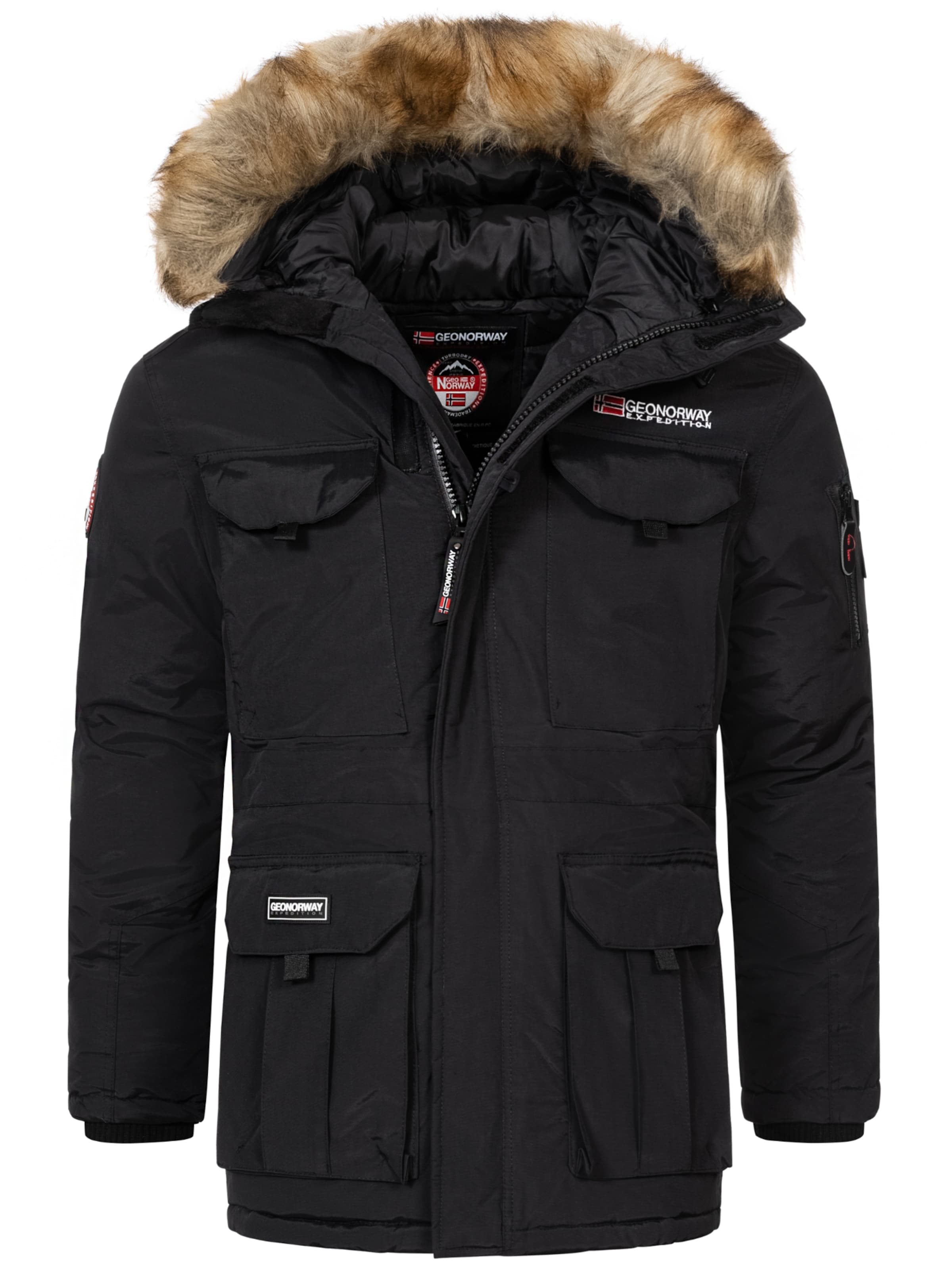 Geo Norway Winterparka in Schwarz: Vorderseite