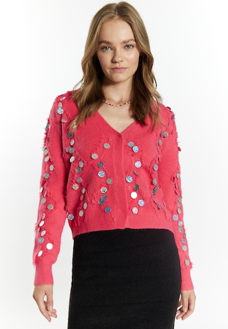 Cardigan IZIA en rose : devant