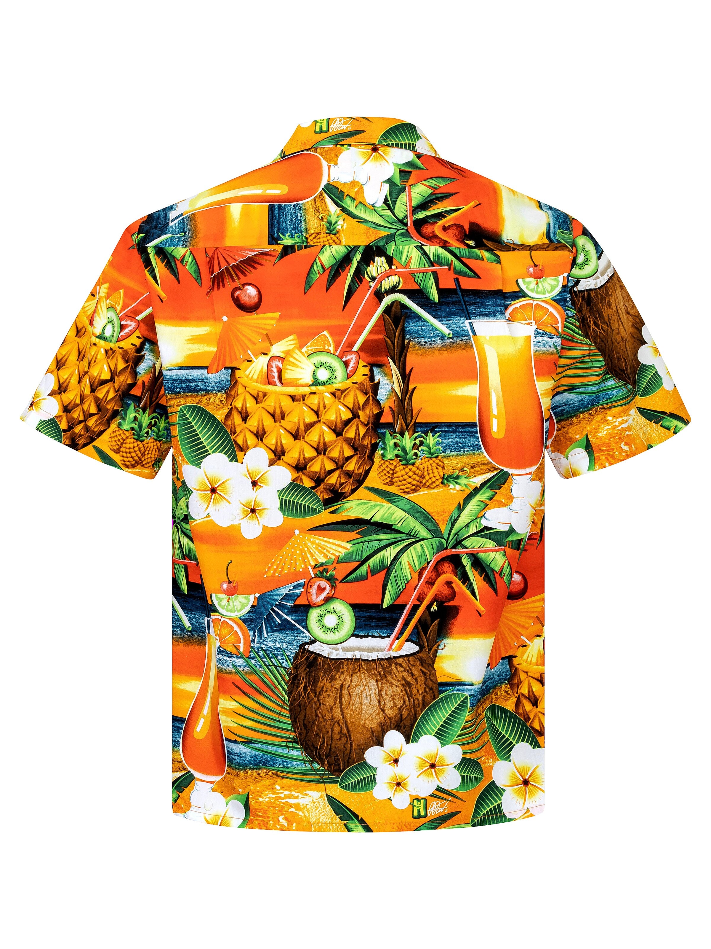 Hawaiihemdshop.de - Ajuste regular Camisa 'Hawaiihemd Paradise Cocktails' en naranja