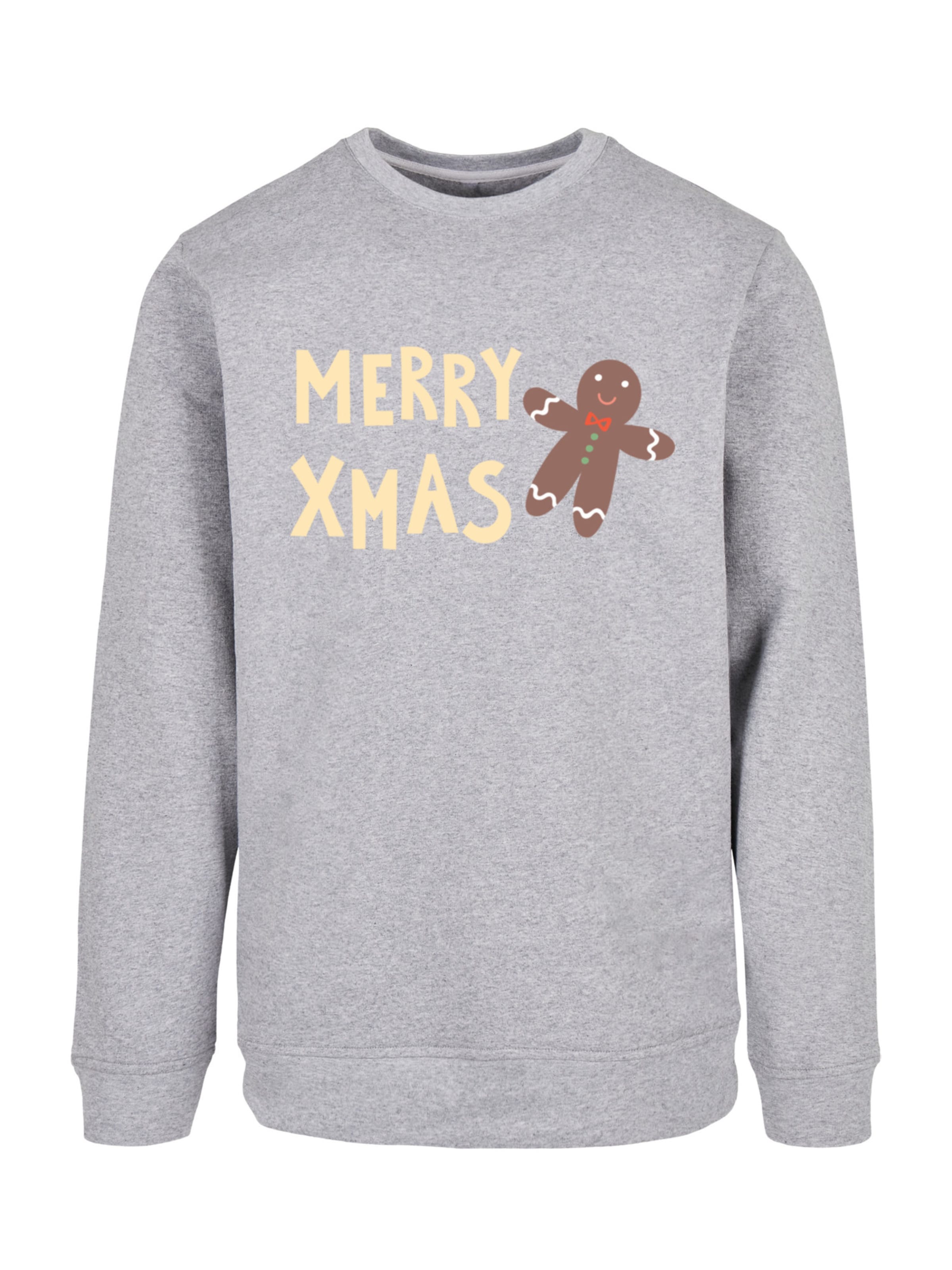 F4NT4STIC Sweatshirt 'Gingerbread Lebkuchen' in Grijs: voorkant