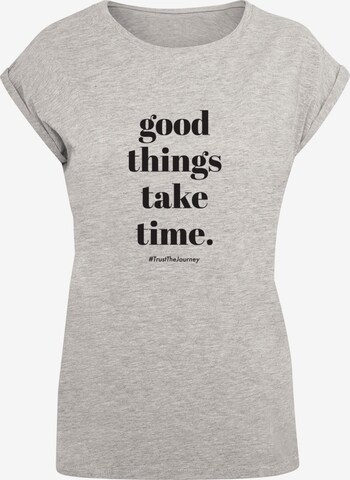 Merchcode Shirt 'Good Things Take Time' in Grey: front