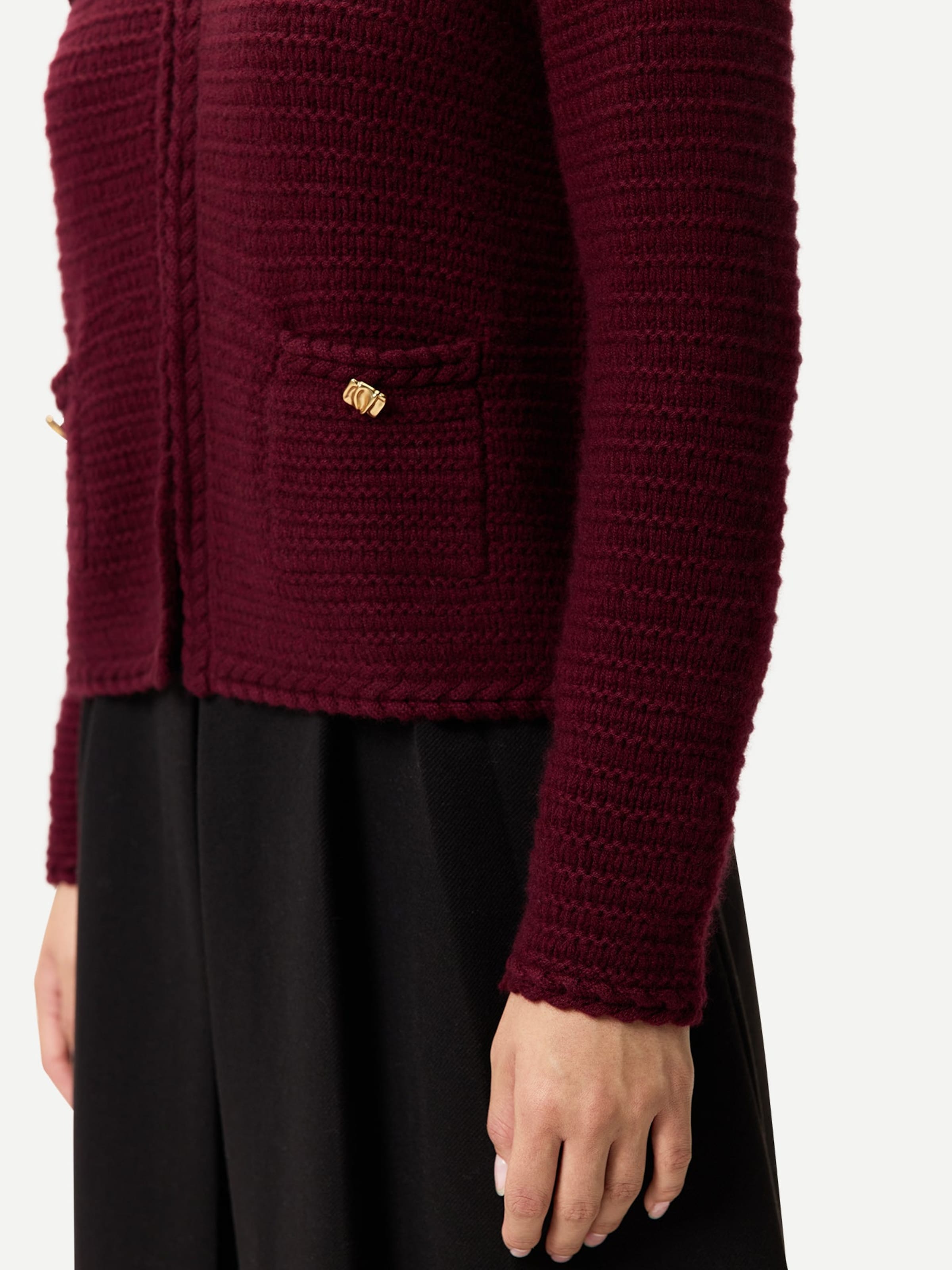GOBI Cashmere - Cárdigan 'Textured Knit Cashmere Jacket-Style Cardigan' en rojo