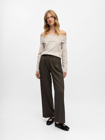 OBJECT Loose fit Pleat-front trousers 'OBJKara' in Brown