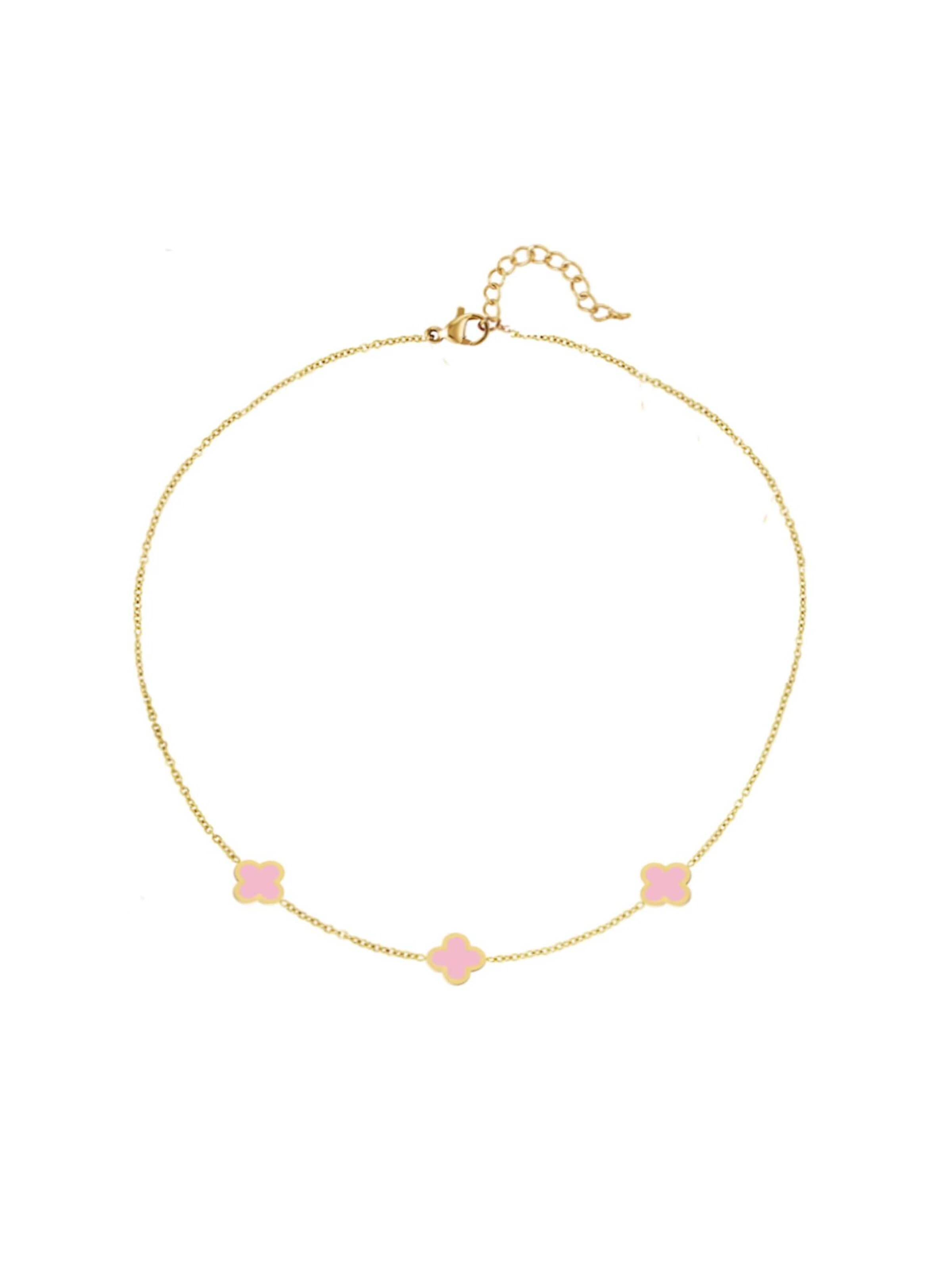 Cala Rose Ketting 'SUMMER CLOVER' in Roze: voorkant