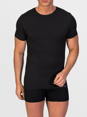 zd ZERO DEFECTS Undershirt 'Crew-Neck T-shirt Soya Yarn' in Black: front