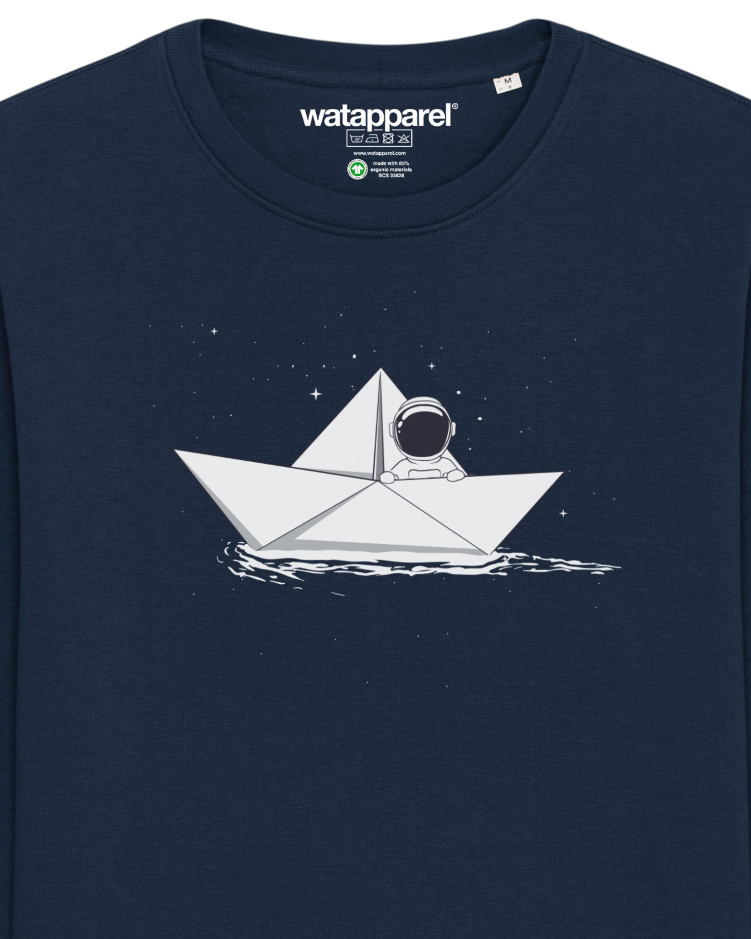 Sweat-shirt ' Astronaut in paper boat ' Watapparel en bleu