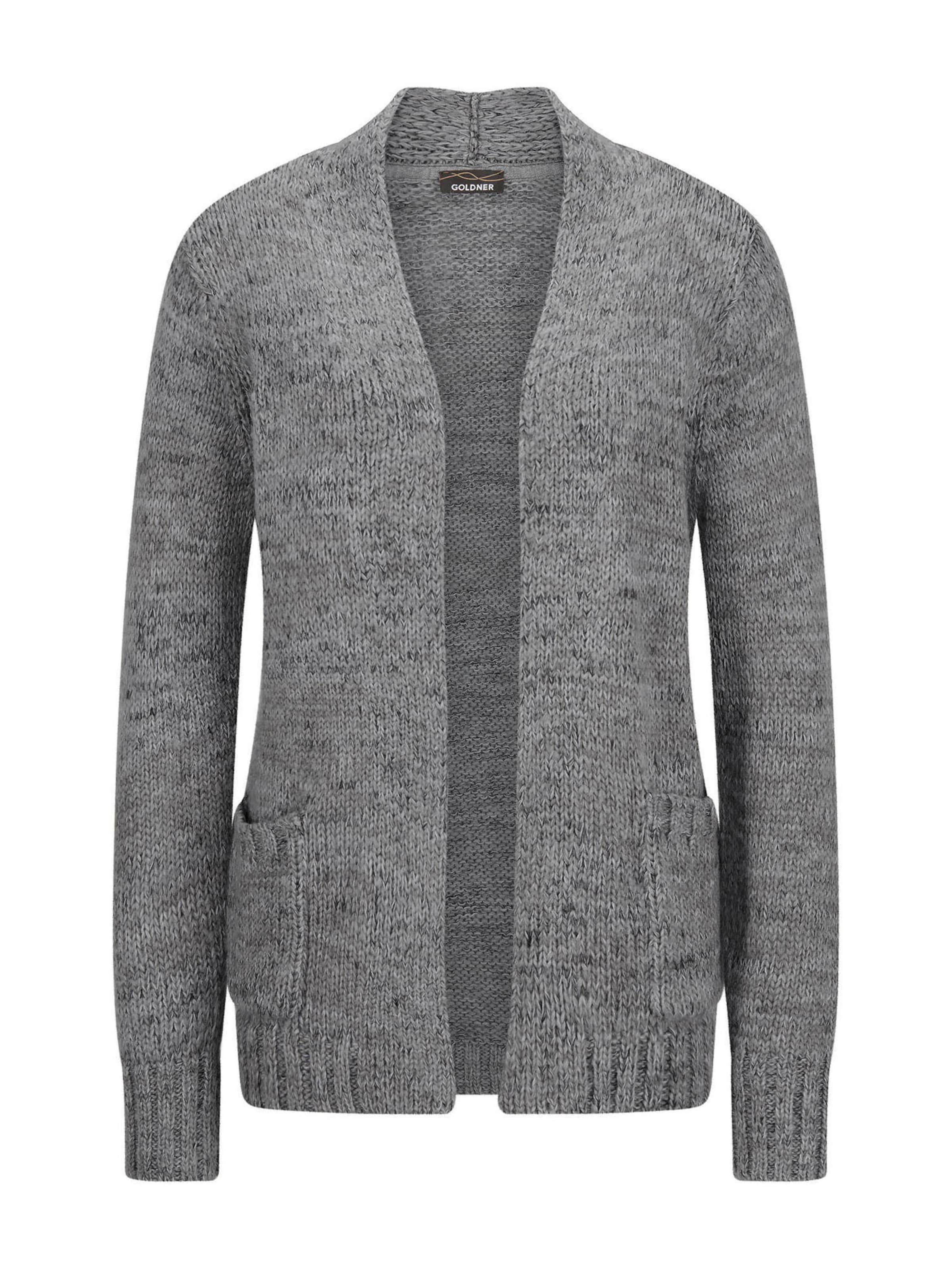 Goldner Strickjacke in Grau: Vorderseite