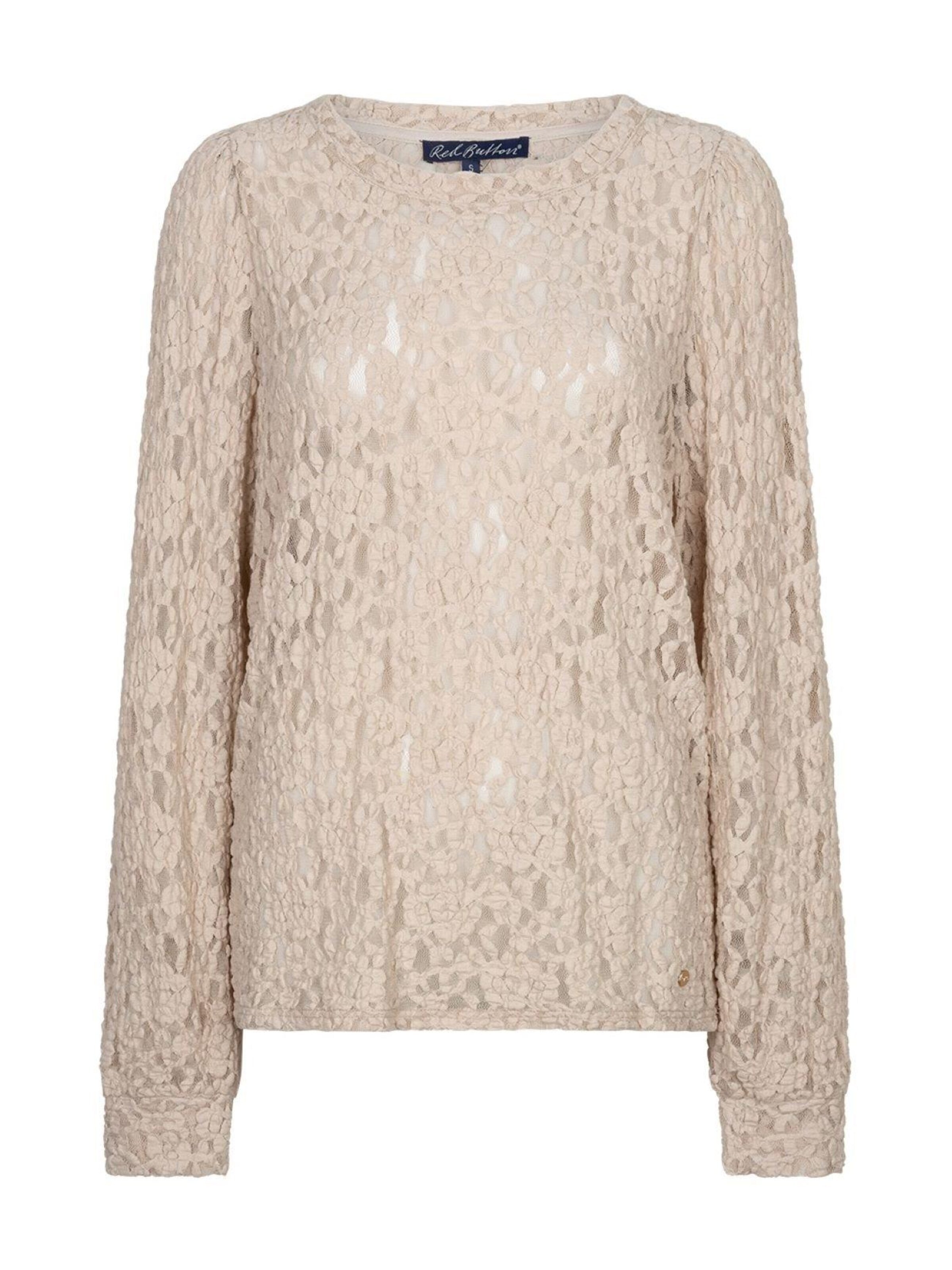 Red Button Top in Beige: front