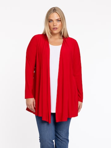 Yoek Knit Cardigan ' Dolce ' in Red: front