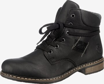 Rieker Lace-Up Ankle Boots in Black: front