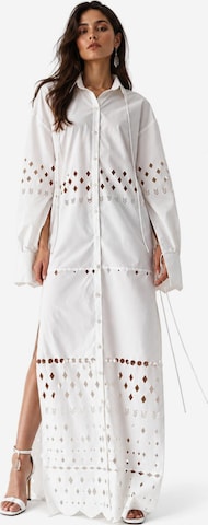 UVIA Dress 'UVIA Overhemdjurk met perforaties, wit, XS' in White: front