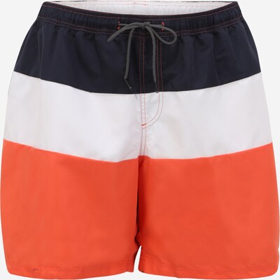 Jack & Jones Plus شورت سباحة 'Bali' بـ أزرق ليلي / سمك السالمون / أبيض, عرض المنتج