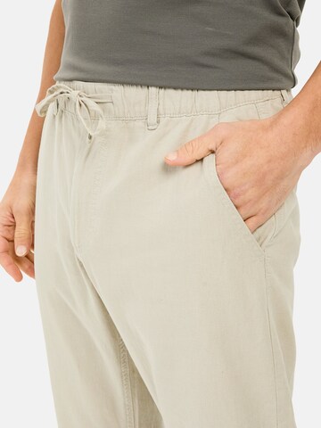 CAMEL ACTIVE Loosefit Chinohose mit Kordelzug aus einem Leinenmix in Beige