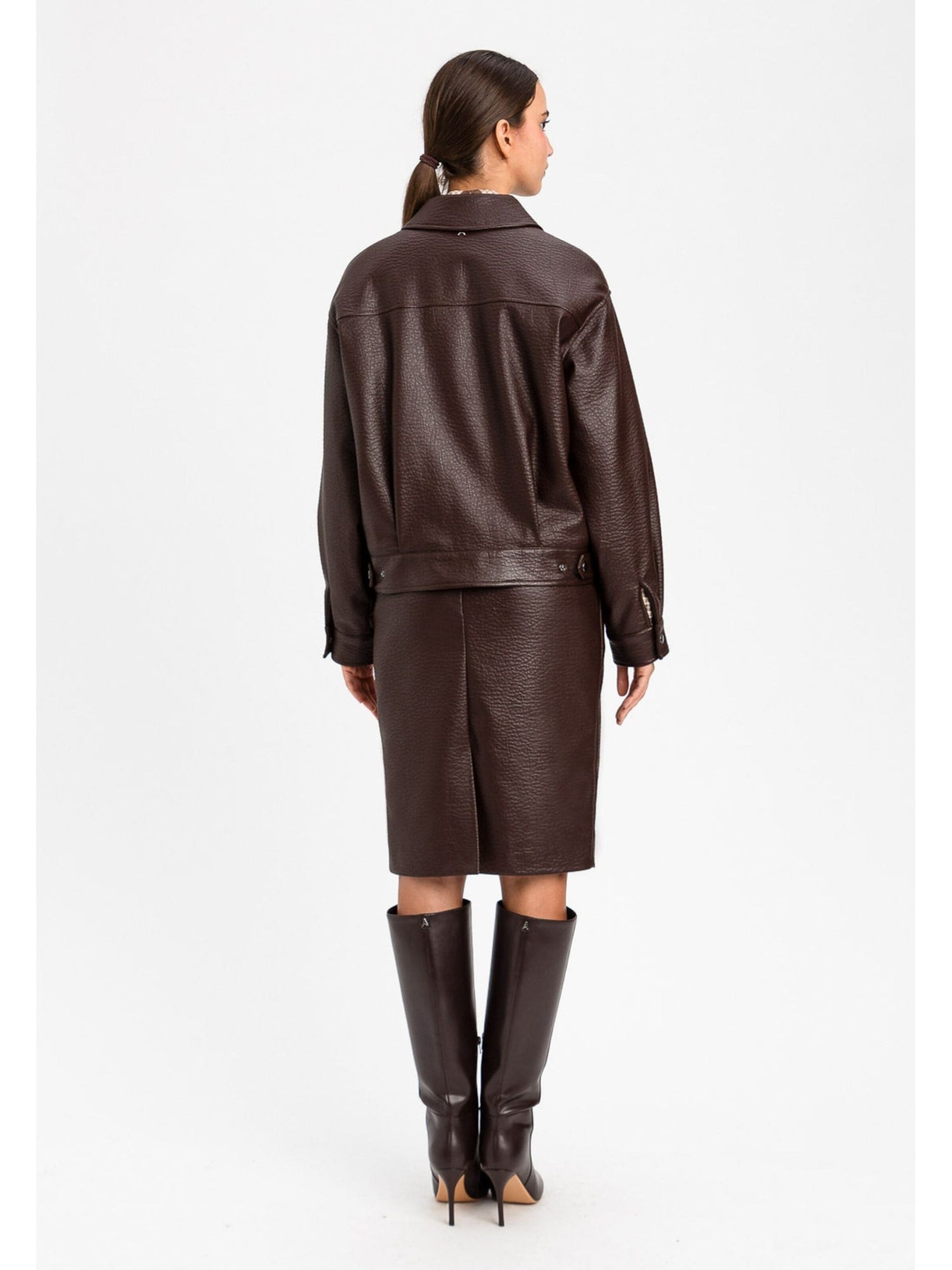 Twinset Between-season jacket 'ACTITUDE Faux leather jacket' in Brown