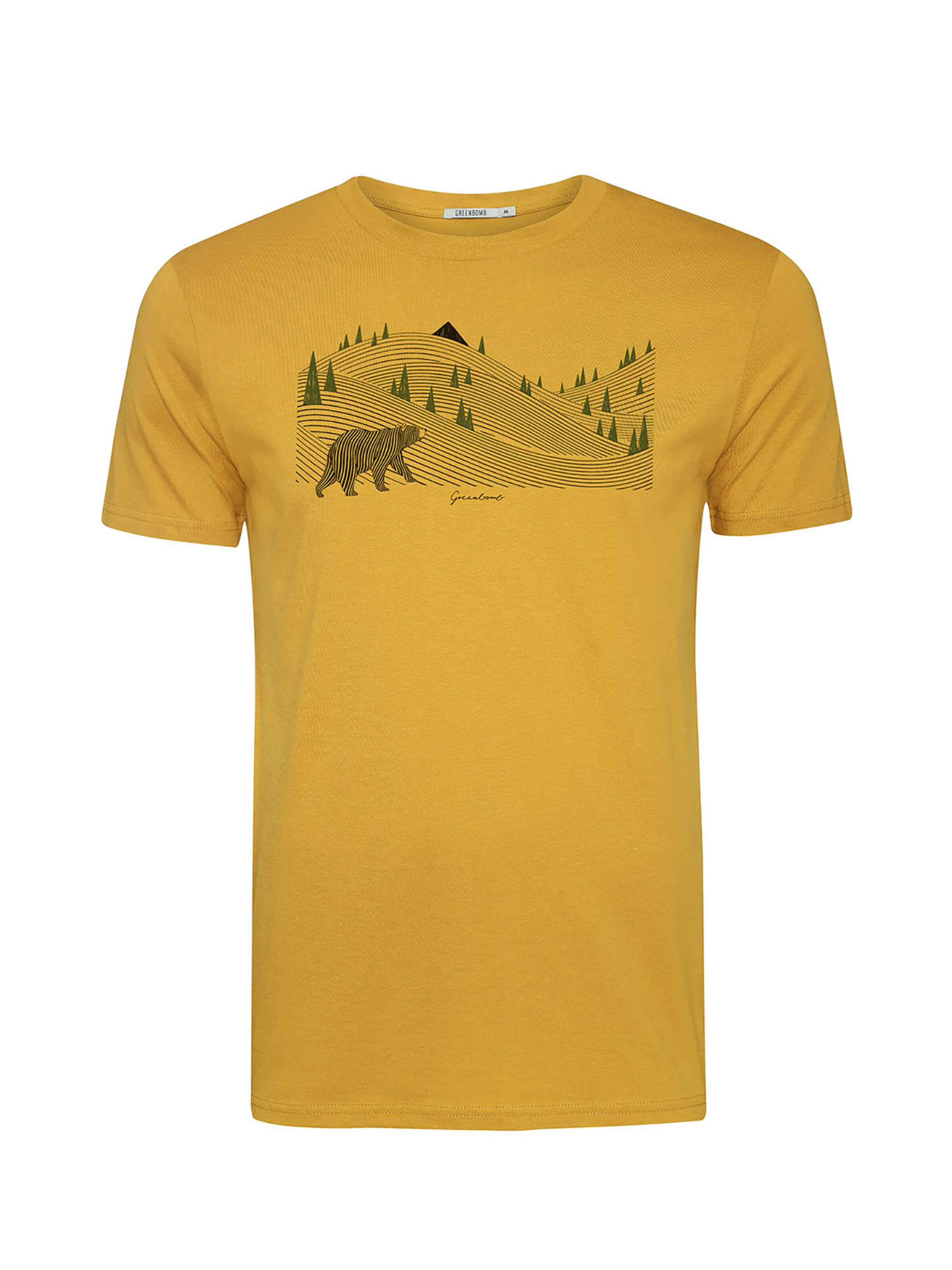 GREENBOMB Shirt 'Animal Bearland' in Geel: voorkant
