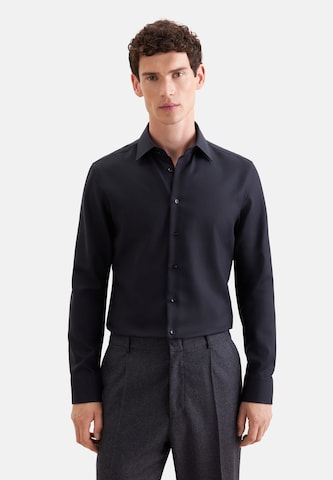 SEIDENSTICKER Slim fit Business shirt in Black: front