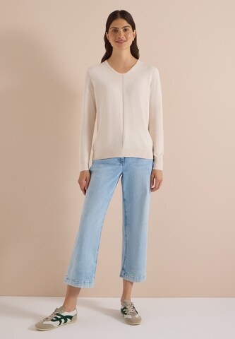 CECIL Basic Pullover mit V-Neck in Unifarbe in Beige